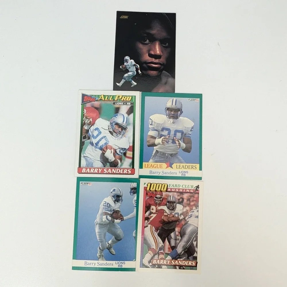 Barry Sanders 5 Card Lot NFL Topps Fleer Score Hall of Fame